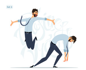 Fototapeta premium Businessman in different emotions and expressions. Businessperson in casual office look.