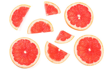 healthy food. sliced grapefruit isolated on white background top view