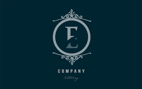 e blue decorative monogram alphabet letter logo icon design