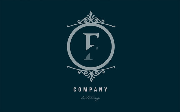 f blue decorative monogram alphabet letter logo icon design