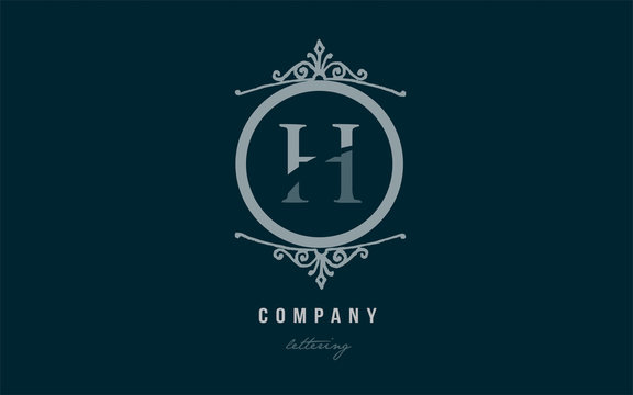 h blue decorative monogram alphabet letter logo icon design