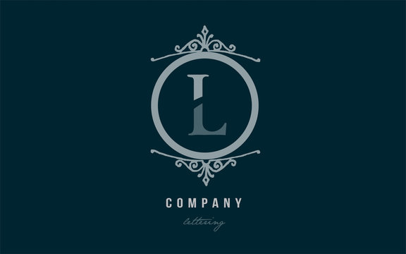 l blue decorative monogram alphabet letter logo icon design