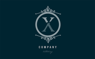 x blue decorative monogram alphabet letter logo icon design