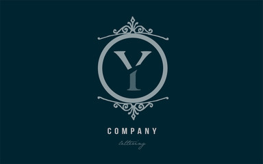y blue decorative monogram alphabet letter logo icon design