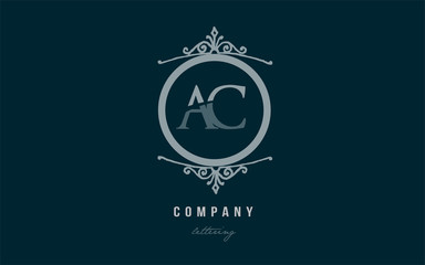 ac a c blue decorative monogram alphabet letter logo combination icon design