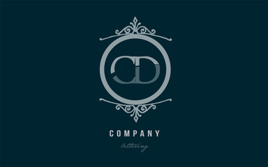 cd c d blue decorative monogram alphabet letter logo combination icon design