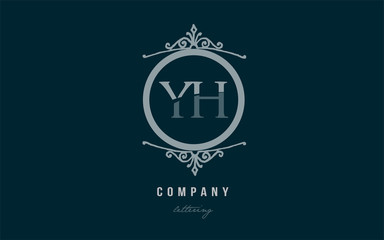 yh y h blue decorative monogram alphabet letter logo combination icon design