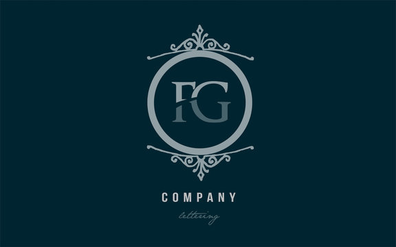fg f g blue decorative monogram alphabet letter logo combination icon design