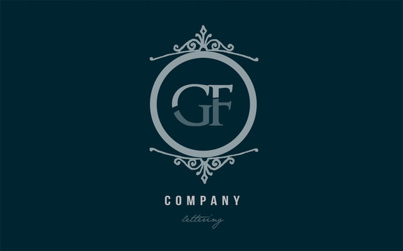 gf g f blue decorative monogram alphabet letter logo combination icon design