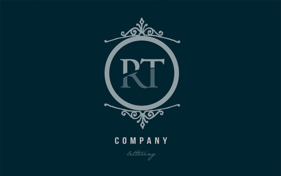 rt r t blue decorative monogram alphabet letter logo combination icon design