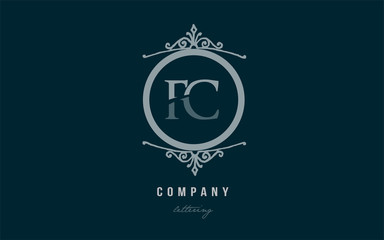 fc f c blue decorative monogram alphabet letter logo combination icon design