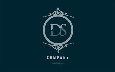 ds d s blue decorative monogram alphabet letter logo combination icon design