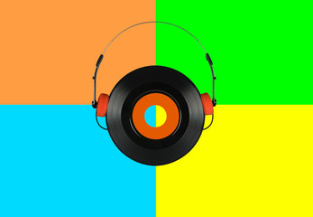 Auriculares disco vinilo colores