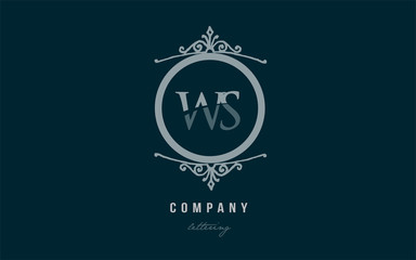 ws w s blue decorative monogram alphabet letter logo combination icon design