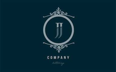 jj j j blue decorative monogram alphabet letter logo combination icon design