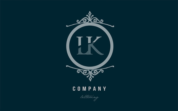lk l k blue decorative monogram alphabet letter logo combination icon design
