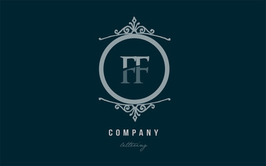 Fototapeta na wymiar ff f f blue decorative monogram alphabet letter logo combination icon design