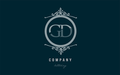 gd g d blue decorative monogram alphabet letter logo combination icon design