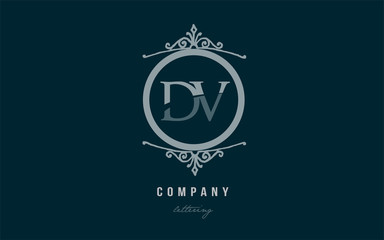 dv d v blue decorative monogram alphabet letter logo combination icon design