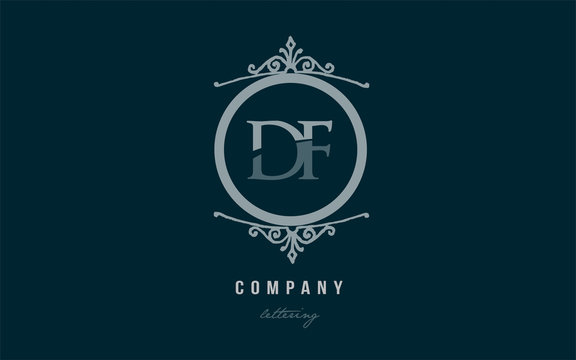 df d f blue decorative monogram alphabet letter logo combination icon design