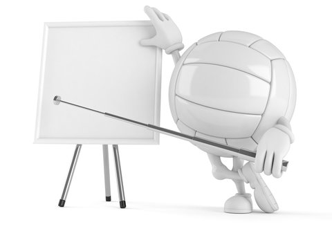 Volleyball character with blank whiteboard