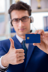 Man paying with credit card online