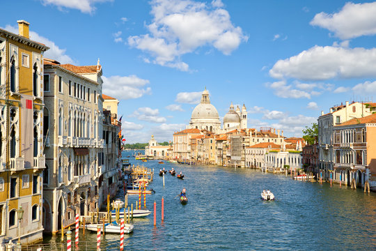 Grand Canal and Basilica Santa Maria della Salute in Venice, Italy