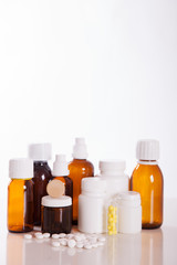 Plastic bottles with medicine