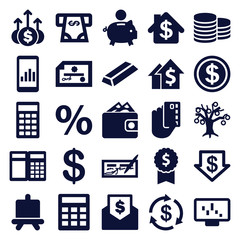 Set of 25 financial filled icons