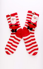 Cute Christmas stocking isolated on white