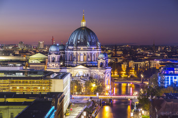 Berlin Cathedral (Berliner Dom) upon Spree river at sunset © whatafoto
