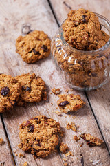 Delicious oatmeal cookies with pecan nuts and dried cranberries