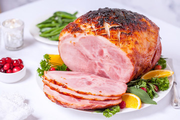 Christmas Roasted glazed holiday pork ham
