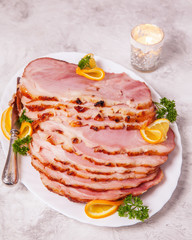 Christmas Roasted glazed holiday pork ham