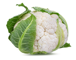 Fresh cauliflower isolated on white background with clipping path