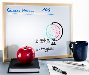 A whiteboard used for teaching climate change and the effects of global warming in highschool and university - 183233721