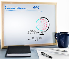 A whiteboard used for teaching climate change and the effects of global warming in highschool and university - 183233746