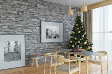 Soggiorno con albero di natale