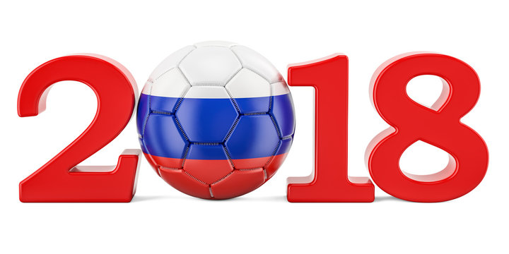 Soccer championship 2018 in Russia concept, 3D rendering