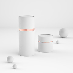 Mockup of closed paper can tubes