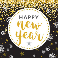 Black Gold Circle Happy New Year Vector Illustration 3
