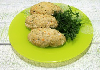 Chicken cutlets steamed with vegetables, ingredients