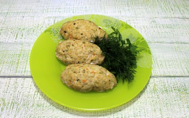 Chicken cutlets steamed with vegetables, ingredients
