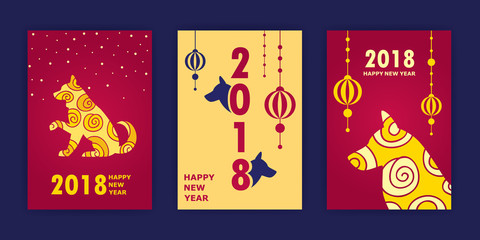 2018 new year. Chinese New Year. year of the dog. set of vector cards