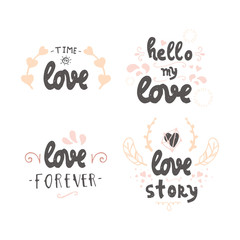 vector handdrawn lettering about love