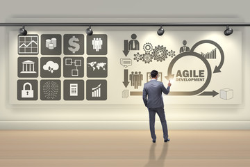 Businessman in agile software development concept