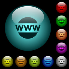 Domain name icons in color illuminated glass buttons