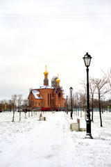 Park in Rybatskoe and The Church of the Nativity of the Blessed Virgin Mary.
