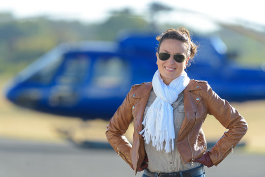 young woman helicopter pilot
