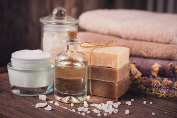 Spa products for facial and body care.